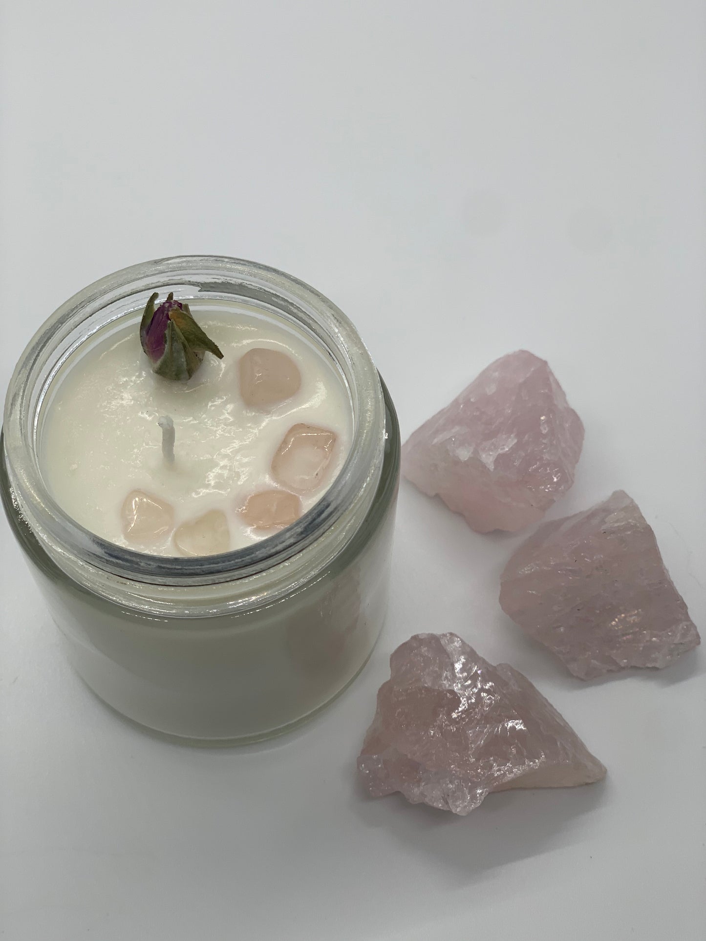 self love candle w/ rose quartz