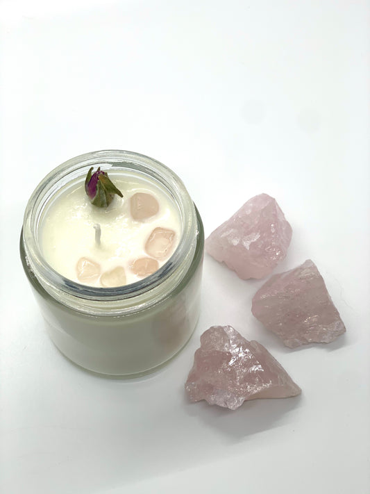 self love candle w/ rose quartz