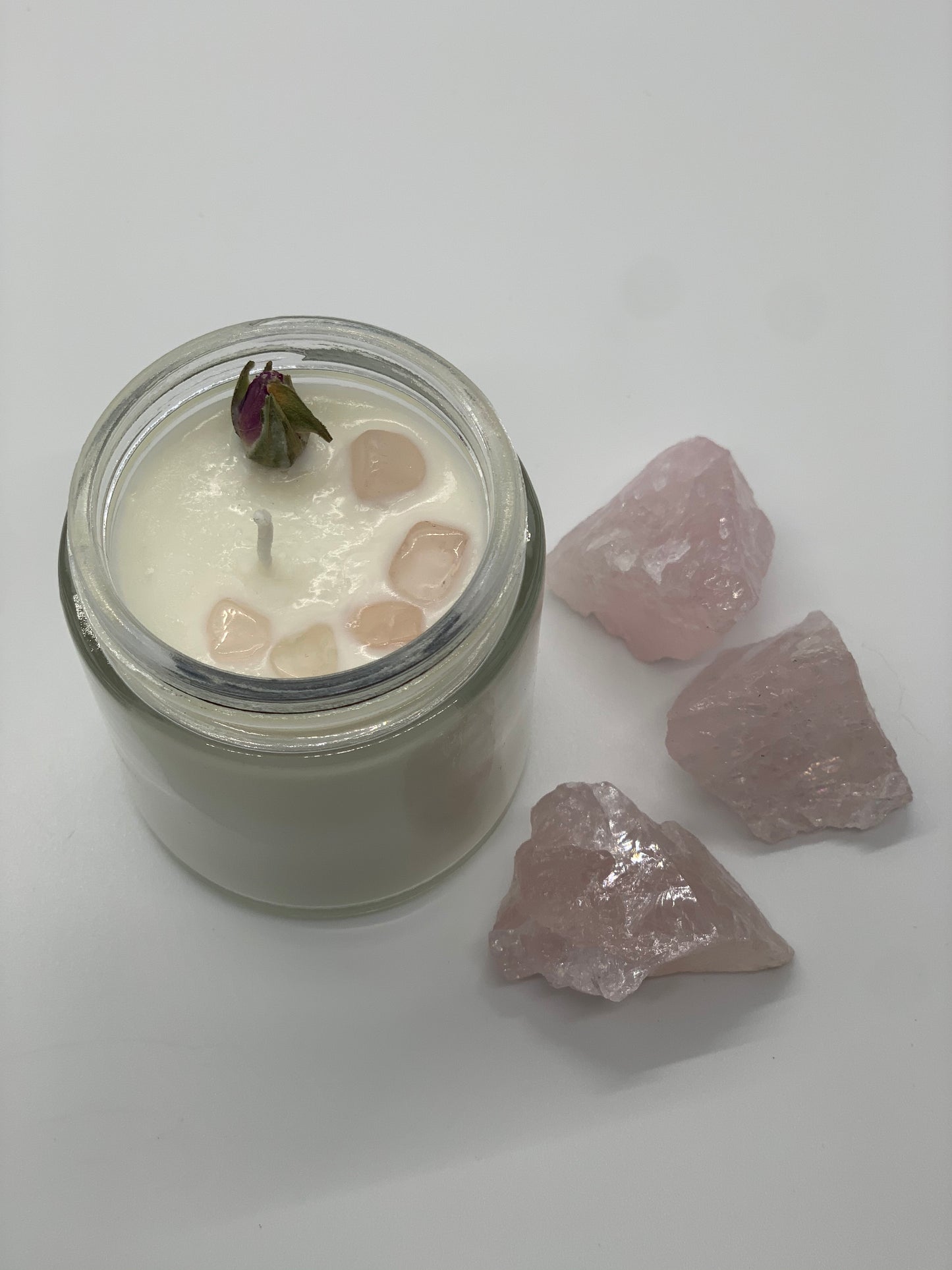 self love candle w/ rose quartz
