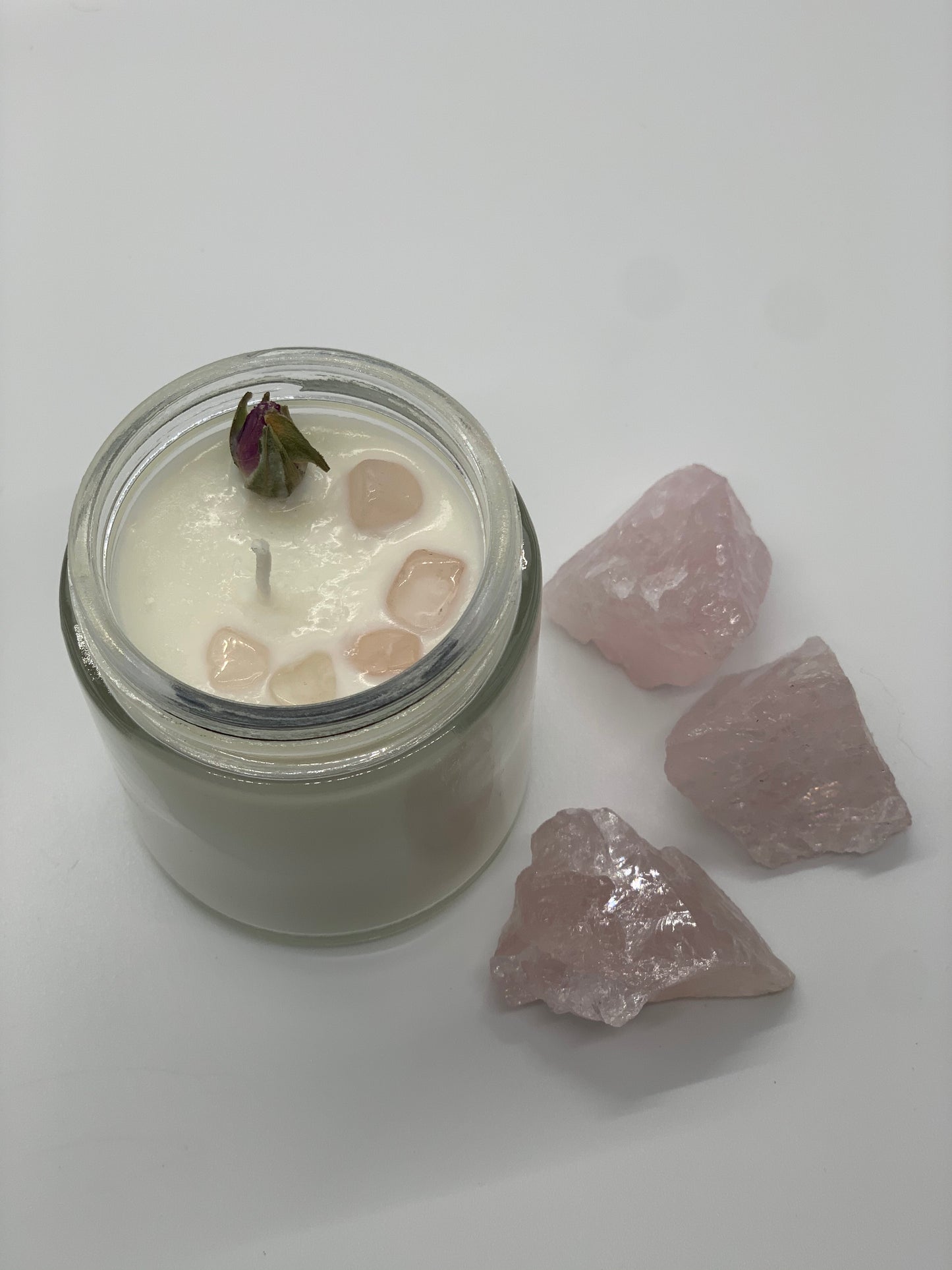 self love candle w/ rose quartz