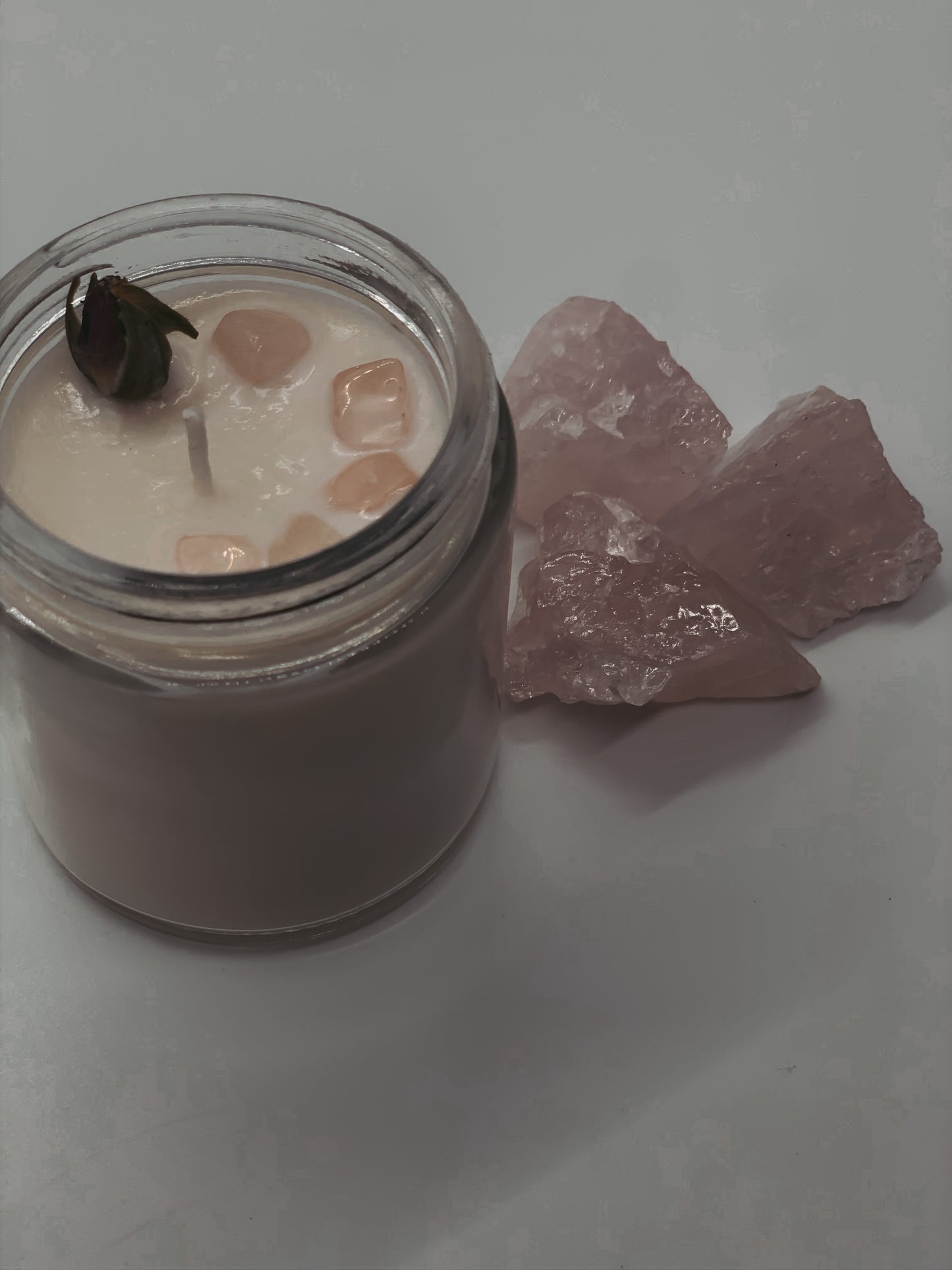 self love candle w/ rose quartz