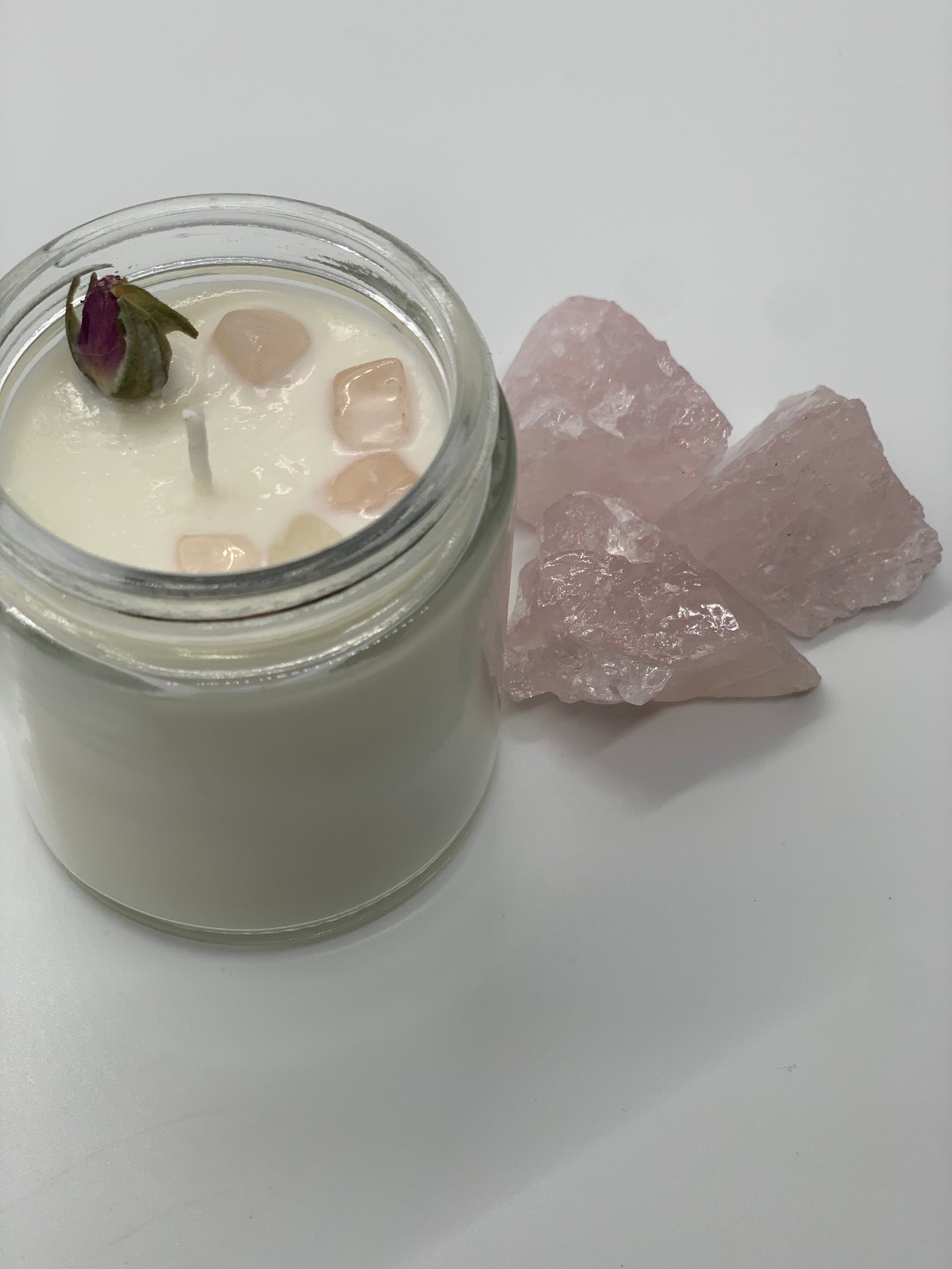 self love candle w/ rose quartz